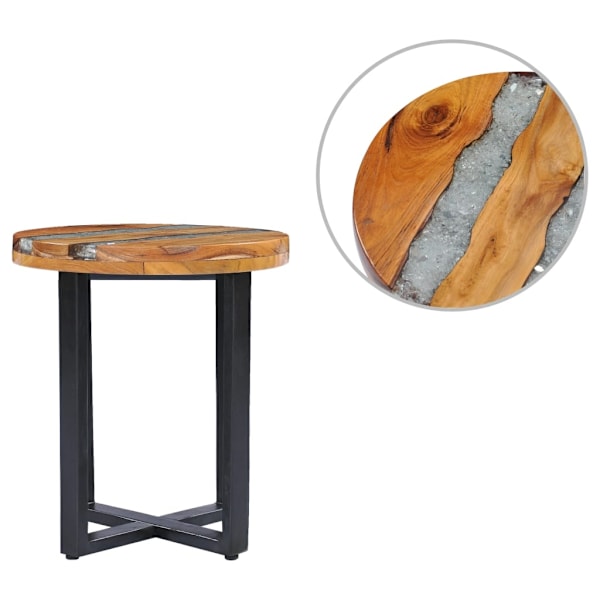 vidaXL Soffbord 40x45 cm massiv teak och polyresin multifärg