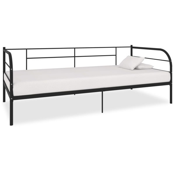 vidaXL Ram dagbädd svart metall 90x200 cm Svart