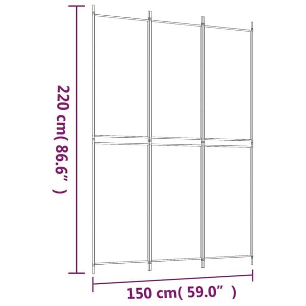 vidaXL Rumsavdelare 3 paneler 150x220 cm brun tyg Brun