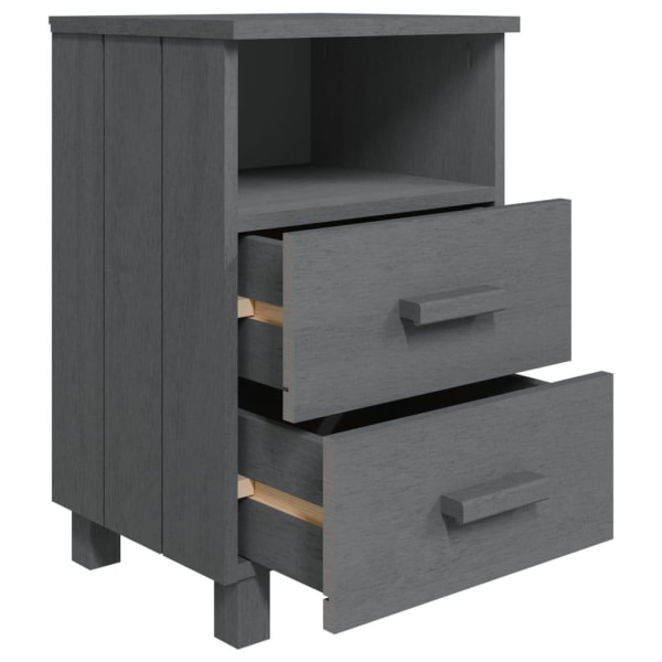 vidaXL Sängbord HAMAR 2 st mörkgrå 40x35x62 cm massivt trä grå