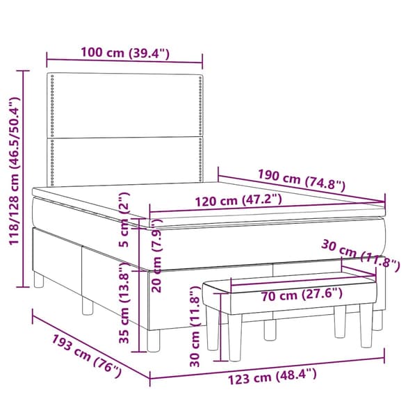 vidaXL Ramsäng med madrass blå 120x190 cm tyg Blå
