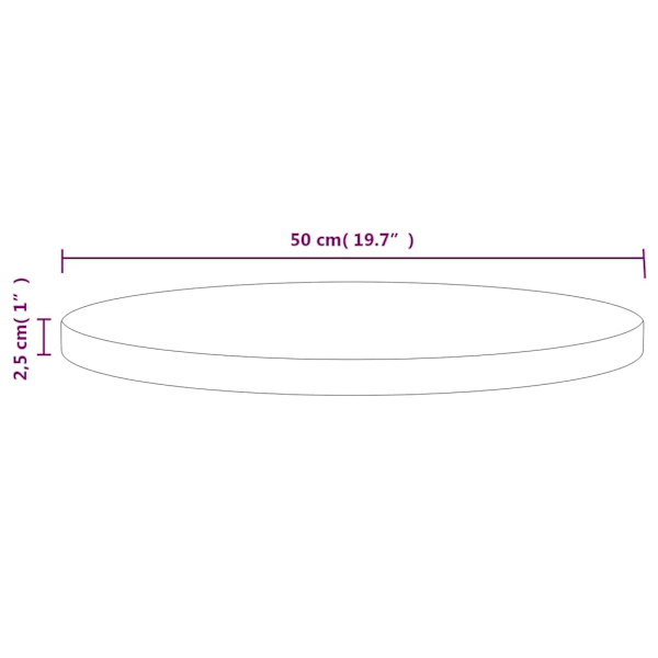 vidaXL Bordsskiva svart Ø50x2,5 cm massiv furu Svart