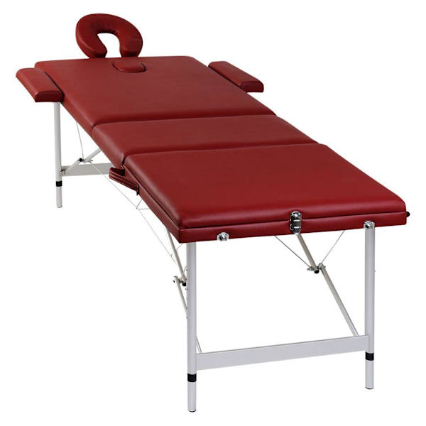 vidaXL Röd hopfällbar 3-sektions massagebänk med aluminium ram Röd