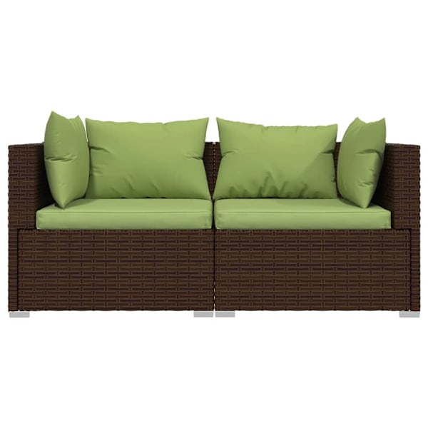 vidaXL Soffa 2-sits med dynor konstrotting brun Brun