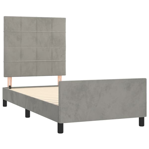 vidaXL Sängram utan madrass ljusgrå 90x200 cm sammet Grå