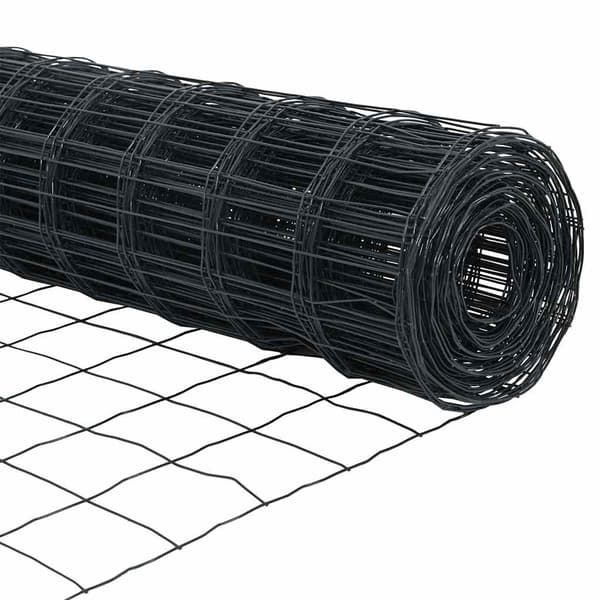 vidaXL Euro Stängsel Markfäste 25 x 0,6 m PVC-belagda stål Grå Mesh Grå