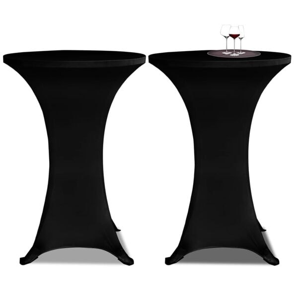 vidaXL Överdrag till ståbord 2 st Ø 60 cm stretch svart Svart