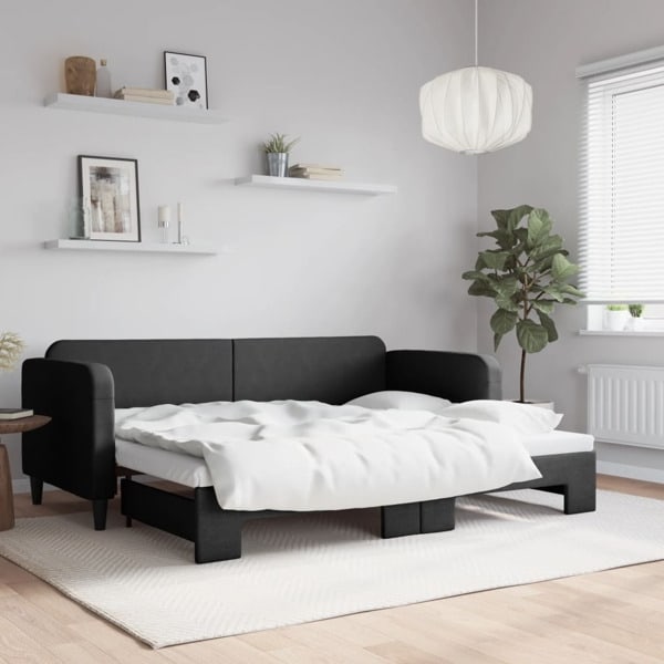 vidaXL Dagbädd utdragbar svart 80x200 cm tyg Svart