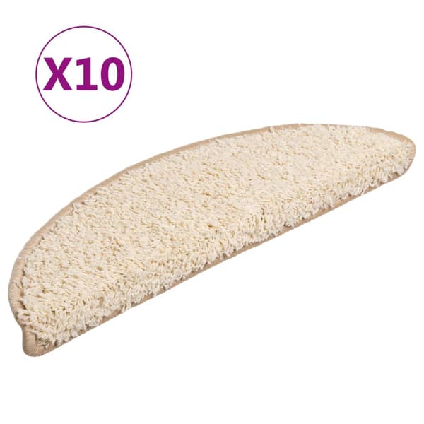 vidaXL Trappstegsmattor 10 st 56x17x3 cm gräddvit Kräm