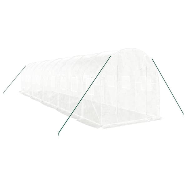 vidaXL Växthus med stålram vit 20 m² 10x2x2 m Vit