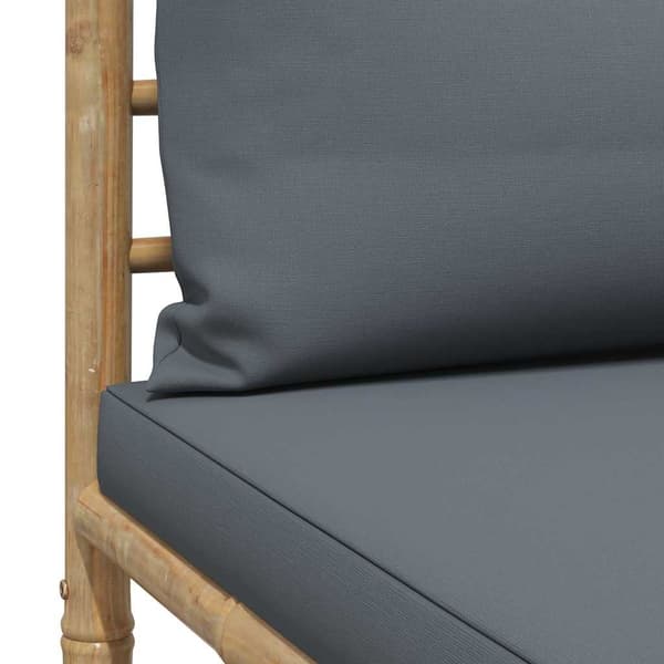 vidaXL Mittensoffa för trädgården med mörkgrå dynor bambu grå