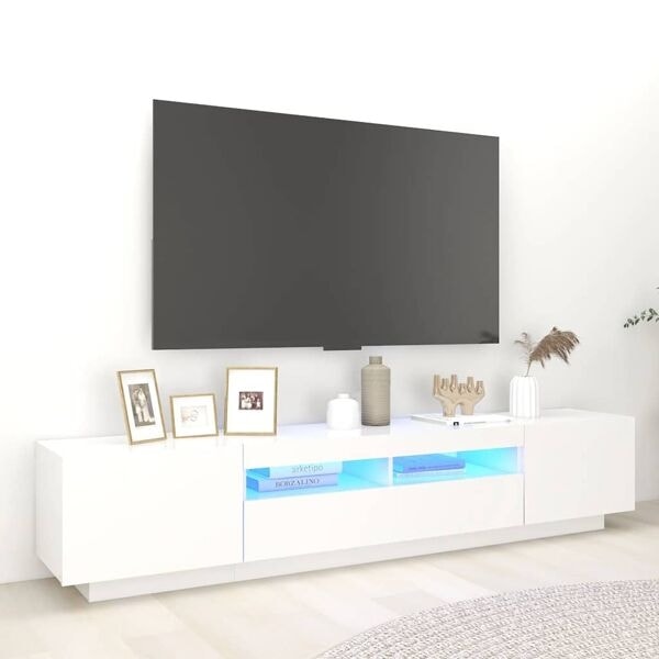 vidaXL TV-bänk med LED-belysning vit 200x35x40 cm Vit