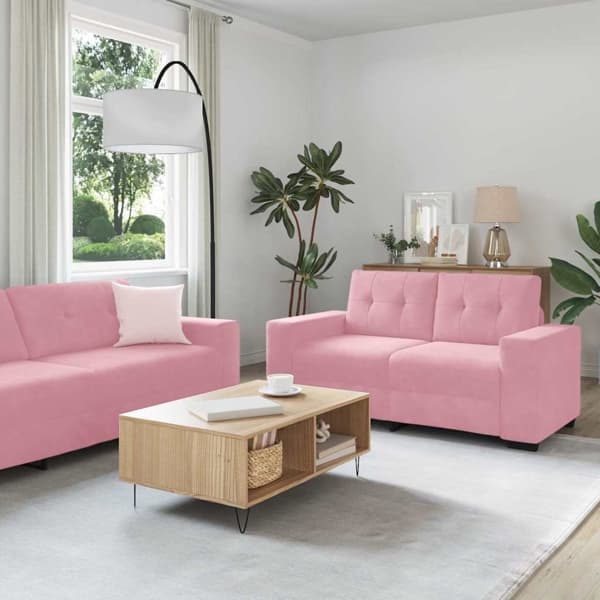 vidaXL Soffset 3 pcs Rosa 221 x 80 x 80 cm Sammet Rosa