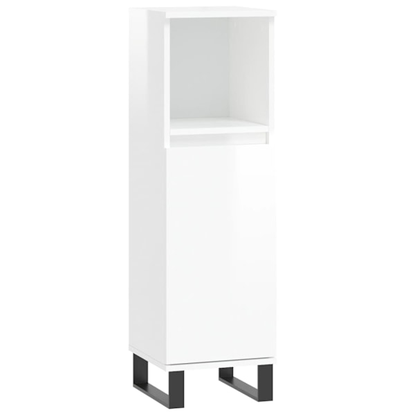 vidaXL Badrumsskåp vit högglans 30x30x100 cm konstruerat trä Vit