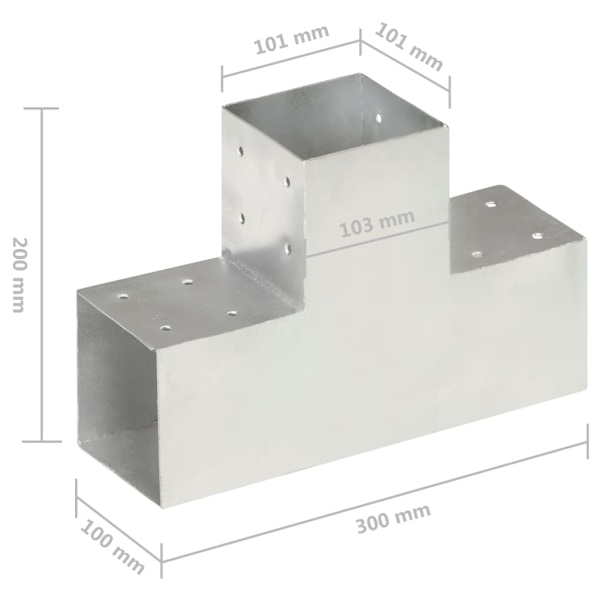 vidaXL Stolpbeslag 4 st T-form galvaniserad metall 101x101 mm Silver