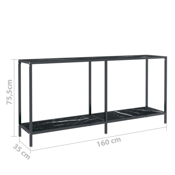 vidaXL Konsolbord svart 160x35x75,5 cm härdat glas Svart