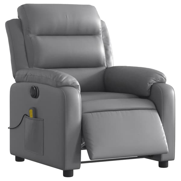 vidaXL Elektrisk massagefåtölj grå konstläder Grå