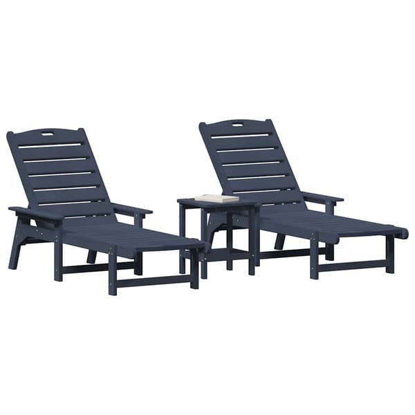 vidaXL Solstol 3 st polyeten Marinblå Marinblå