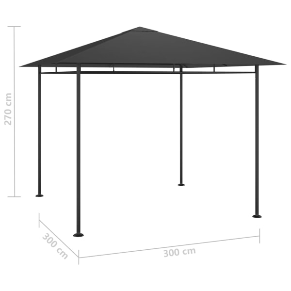 vidaXL Paviljong 3x3x2,7 m antracit 180 g/m² Antracit