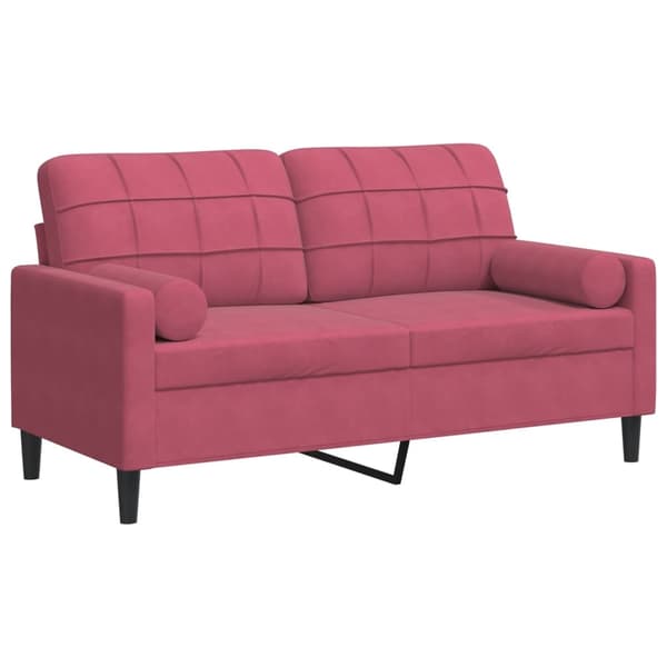 vidaXL 2-sitssoffa med prydnadskuddar vinröd 140 cm sammet Röd