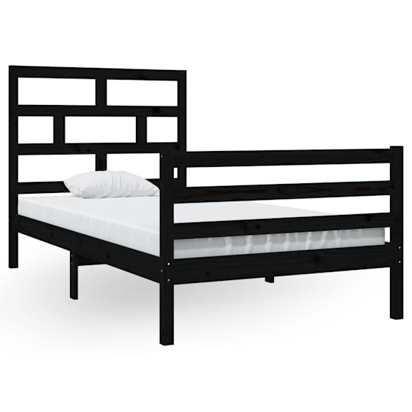 vidaXL Sängram svart massiv furu 100x200 cm enkelsäng Svart