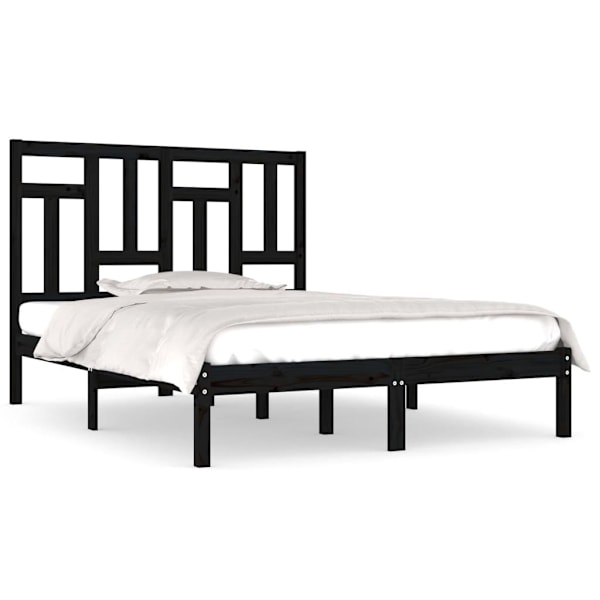vidaXL Sängram svart massiv furu 200x200 cm Svart