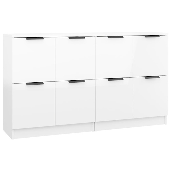 vidaXL Skänkar 2 st vit högglans 60x30x70 cm konstruerat trä Vit