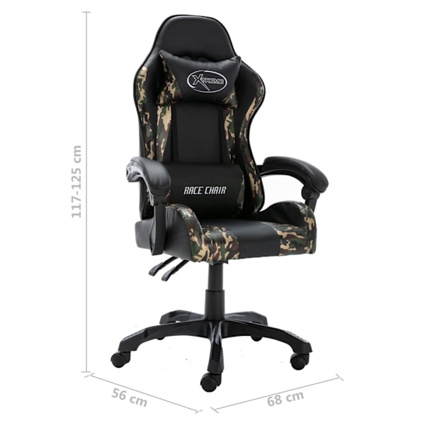 vidaXL Gamingstol svart och kamouflage konstläder Svart