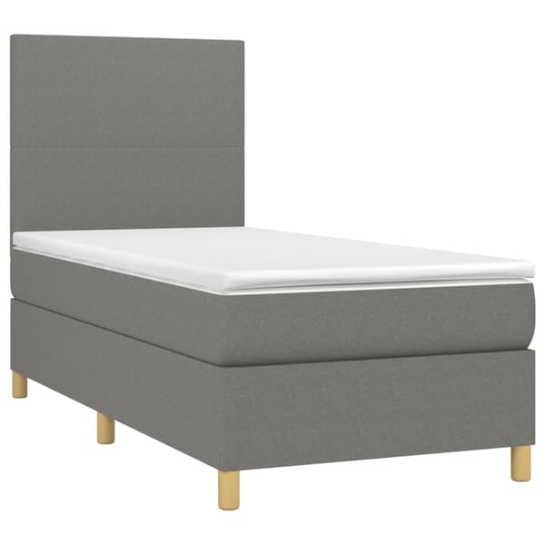 vidaXL Ramsäng med madrass mörkgrå 90x200 cm tyg Grå