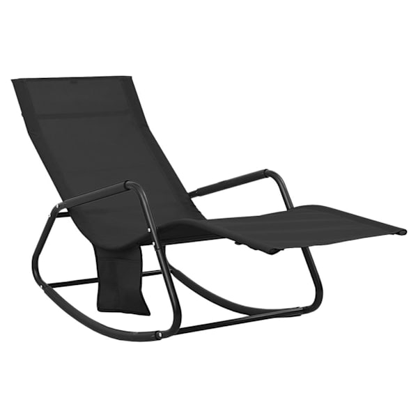 vidaXL Solsäng stål och textilene svart Svart