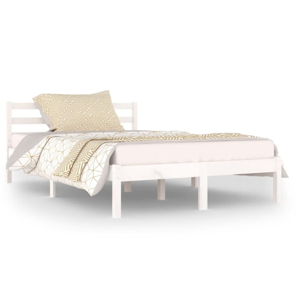 vidaXL Sängram massiv furu 120x200 cm vit Vit