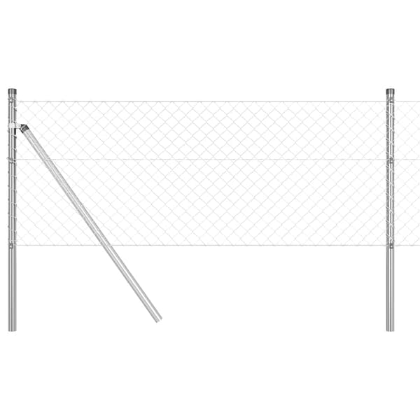 vidaXL Kedjehängd Stängsel Markfix 10 x 0,6 m Galvaniserat stål Silver Silver