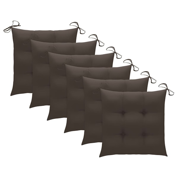 vidaXL Trädgårdsstolar 6 st med taupe dynor massiv teak Taupe