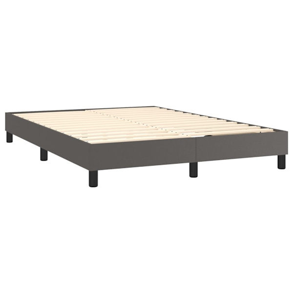 vidaXL Ramsäng med bäddmadrass grå 140x190 cm konstläder Grå
