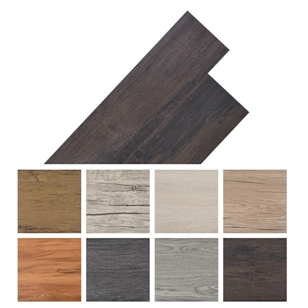 vidaXL Självhäftande PVC-golvplankor 5,02 m² 2 mm mörkbrun Brun