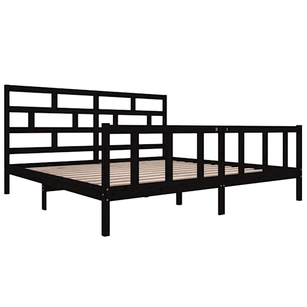 vidaXL Sängram svart massiv furu 200x200 cm Svart
