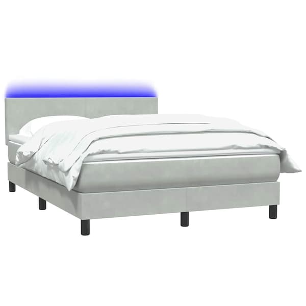 vidaXL Ramsäng med madrass ljusgrå 160x220 cm sammet Grå