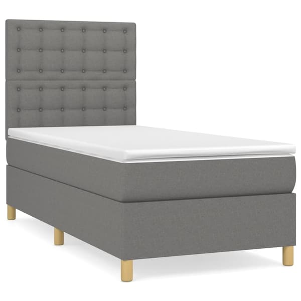 vidaXL Ramsäng med madrass mörkgrå 90x200 cm tyg Grå