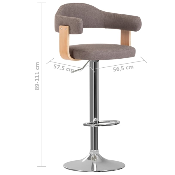 vidaXL Barstolar 2 st taupe böjträ och tyg Taupe