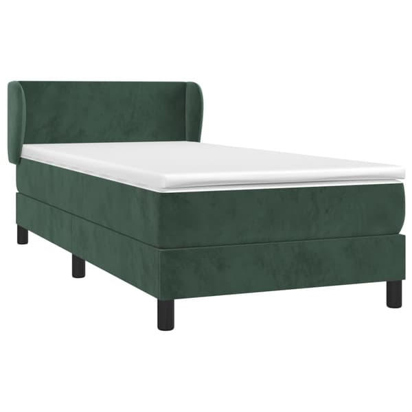 vidaXL Ramsäng med madrass mörkgrön 90x190 cm sammet Grön