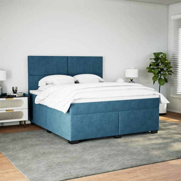 vidaXL Ramsäng med madrass blå 180x200 cm sammet Blå