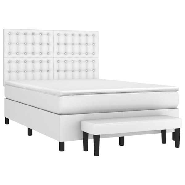vidaXL Ramsäng med madrass vit 140x190 cm konstläder Vit