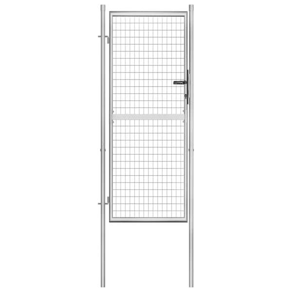 vidaXL Trädgårdsgrind galvaniserat stål 105x200 cm silver Silver