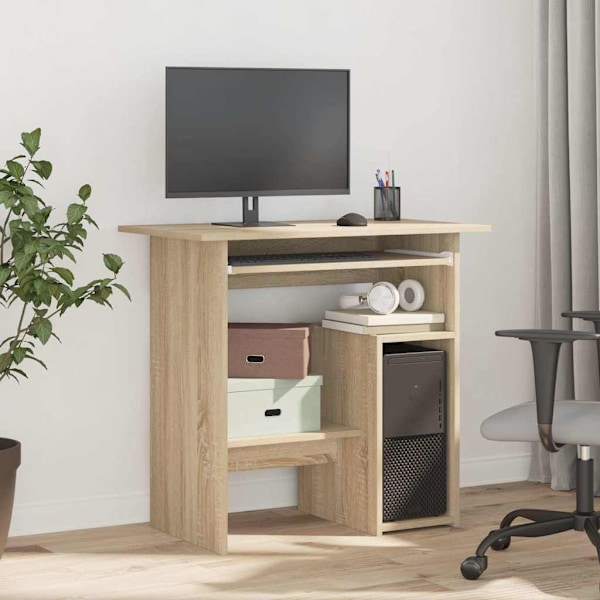 vidaXL Skrivbord sonoma-ek 80x45x74 cm konstruerat trä Brun