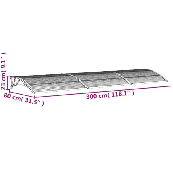 vidaXL Entrétak grå 300x75 cm polykarbonat Grå