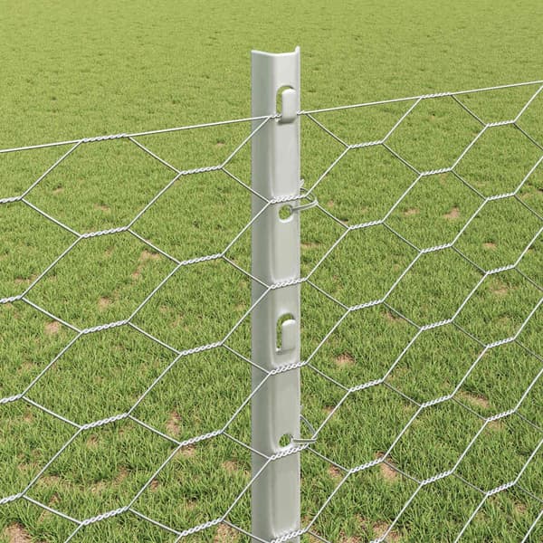 vidaXL Utomhus hexagonal stängsel med stolpe 50 x 1,2 m Silver Mesh Silver