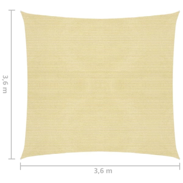 vidaXL Solskärmssegel HDPE kvadratiskt 3,6 x 3,6 m beige Beige