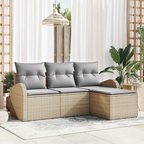 vidaXL Trädgårdsoffset Beige konstrotting Beige