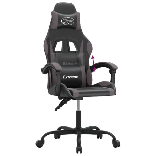 vidaXL Gamingstol svart och grå konstläder Grå