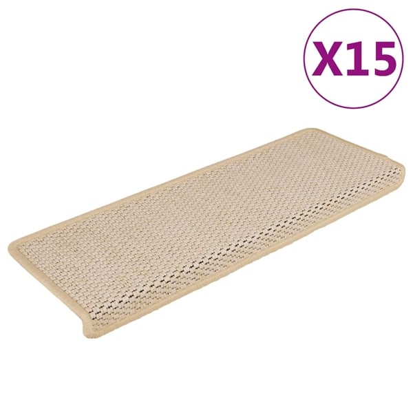 vidaXL Trappstegsmattor självhäftande sisal 15 st 65x21x4 cm naturvit Creme